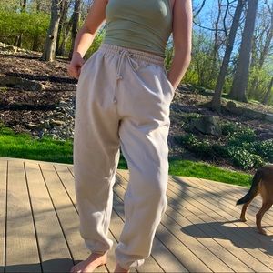beige oversized sweatpants